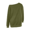 thumbnail image 5 of yillto Women's off Shoulder Tops Long Sleeve Casual Shirts Loose Lightweight Sweatshirt Fashion Ruched Tunics, 5 of 6