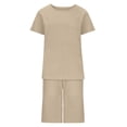 thumbnail image 5 of Ihhxva Women's Cotton Linen Lounge Set with Pockets Casual Relaxed Short Sleeve Shorts Summer Vacation Loungewear Two Piece Soft Breathable Loose Fit S-2XL, 5 of 6