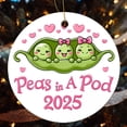 thumbnail image 4 of Peas in A Pod Ornament Green Beans 3" Circle Ceramic Ornament Personalized Christmas Ornaments Xmas Gift, 4 of 5