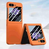 Dteck for Samsung Galaxy z Flip 5 case with Built in Small Screen Protector, Shockproof Slim Hard Matte Cover for Galaxy z Flip 5 5G, Orange