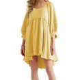 thumbnail image 1 of Women Oversized Sweatshirt Dress Raglan Lantern Sleeve Scoop Neck Pullover High Low Hem Flowy Babydoll Mini Dress, 1 of 3