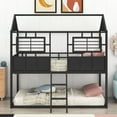 thumbnail image 2 of Aukfa Twin over Twin Bunk Bed, Metal Bunk Bed with House Window Design Top for Kids Teens - Black, 2 of 8