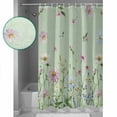 thumbnail image 3 of Shower Curtain, Farm Flower Wildflower Herb Waterproof Shower Curtain Set with Hooks for Bathroom Showers,Stalls and Bathtubs,72x84In Watercolor Floral on Green, 3 of 9