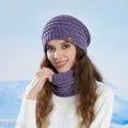 thumbnail image 2 of PureCasa Beanies Hats Scraf Set for Women 2 Piece Set Winter Fleece Warm Hat Cable Knit Outdoor Cold-Proof Knitted Hats Beanie Skull Warm Cap with Neck Scarves, 2 of 2