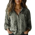 thumbnail image 2 of Oversized Tshirts for Women, Printed Fashion Button Down Long Sleeve Blouse, Gray 4XL, 2 of 4