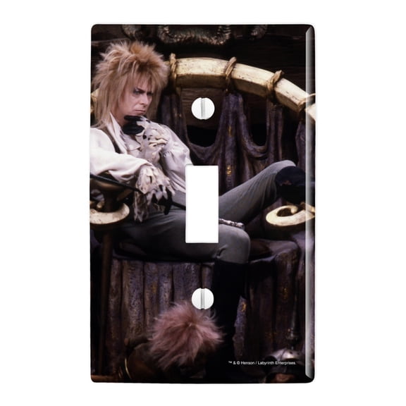 Goblin King Jareth From The Labyrinth Sitting On Throne David Bowie Plastic Wall Decor Toggle Light Switch Plate Cover