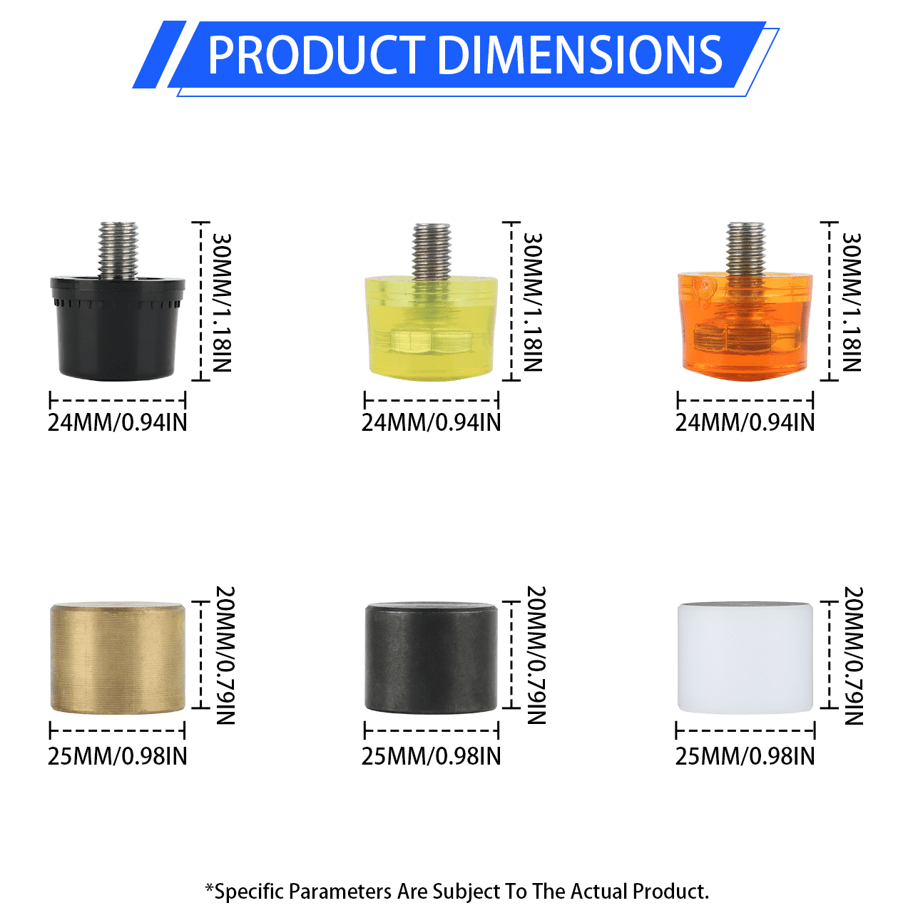 Hard Plastic Rubber Hammer Set (Hammer and 6 Replacement Heads) Suitable for Jewelry, Leather Crafts, Woodworking, and Flooring Installation