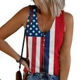 thumbnail image 2 of wycnly Womens Tank Tops Independence Day Fashion Button Up Knitted Ribbed Patriotic Vest Shirts Summer Trendy Star Striped Print V-Neck Sleeveless Shirts Blouse Red l, 2 of 5