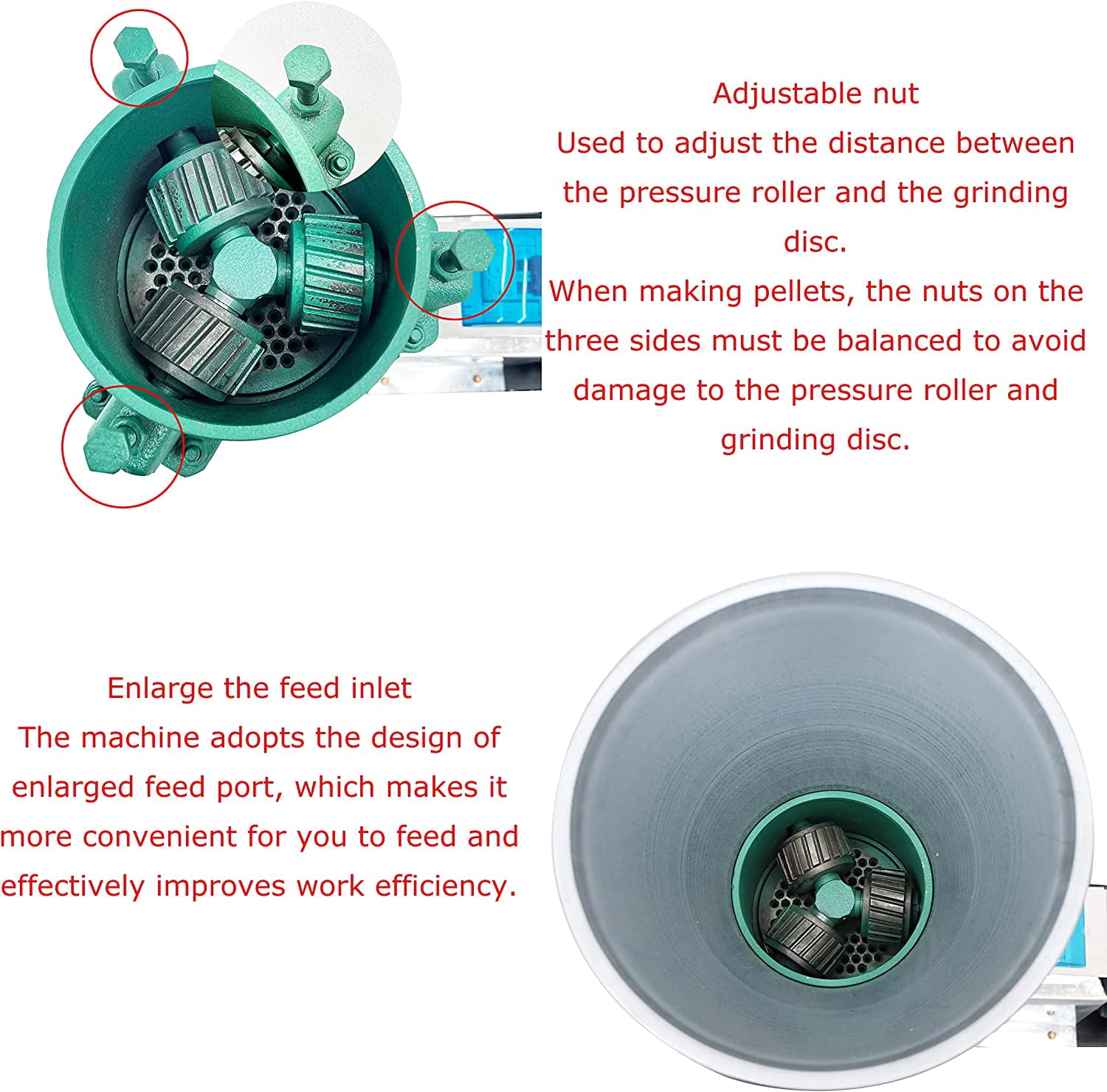 EQCOTWEA Animal Pellet Feed Mill Machine with 3 Head Rollers Animal Food Granulator Maker for Fish Chicken Duck Rabbit 3mm 220V 200KG/H