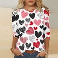 thumbnail image 3 of Tbopshirt Valentine's Day T-Shirts for Women 3/4 Sleeve,Casual Crewneck Loose Love Heart Graphic Tees Summer Plus Size Tops,S-XXXXXL, 3 of 5
