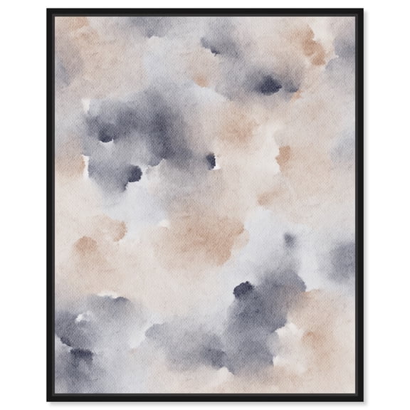 Fluff And Cotton Watercolor Boho Abstracts Canvas Wall Art by Art Remedy, Black Floater Frame, 17" x 21"