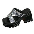 thumbnail image 2 of IUJSOY Chunky Heels for Women Platform Sandals Square Open Toe Wedges Slip on Summer Slippers, 2 of 8