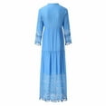 thumbnail image 3 of Deals of the Day,Bidobibo Womens Plus Size Dresses Casual Loose Solid Color Lace Tassel Summer Long Dresses Deep V-Neck Long Sleeve Flowy Boho Maxi Dress, 3 of 7