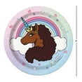 thumbnail image 3 of (6 pack) Afro Unicorn Birthday Paper Dinner Plates, 9in, 8ct, 3 of 8