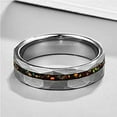 thumbnail image 3 of 6mm Hammered Tungsten Ring for Men Created Fire Opal Inlay Wedding Band Brushed Finish, 3 of 6
