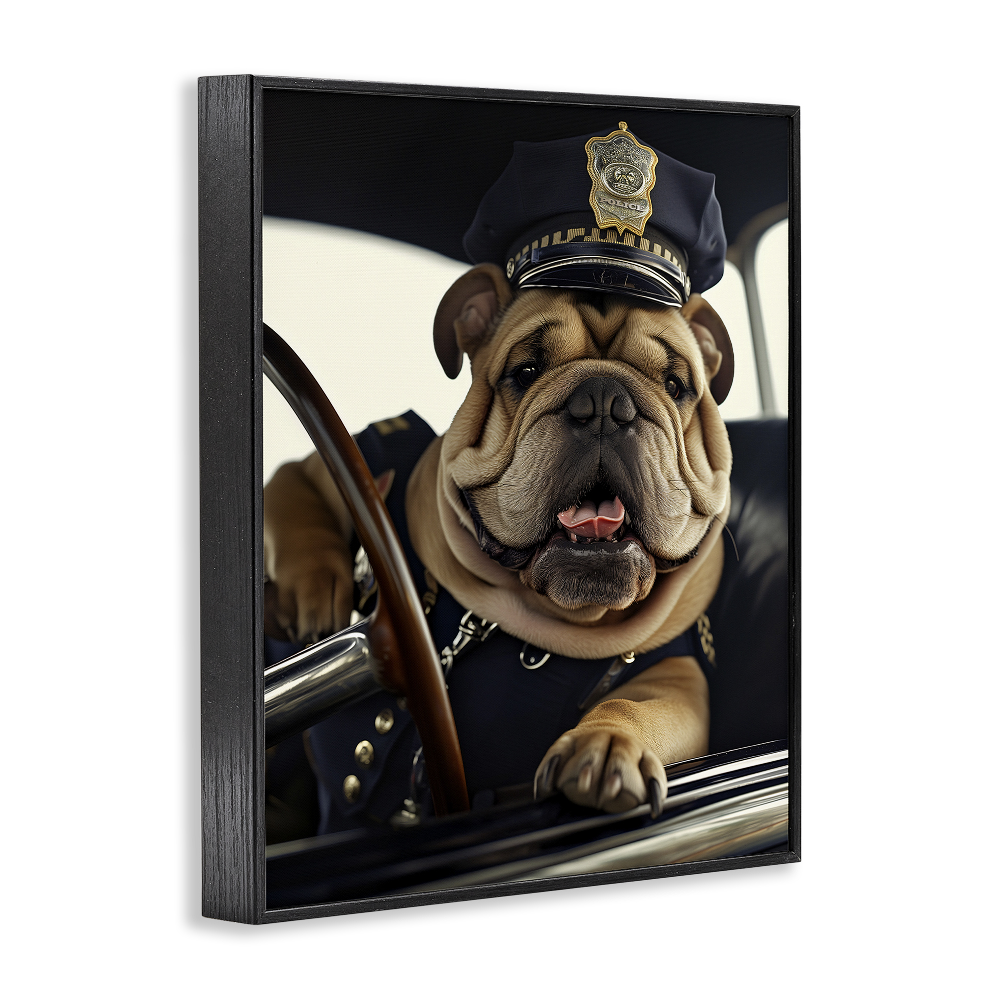 Stupell Industries Police Dog in Car Animals & Insects Painting Black Framed Art Print Wall Art, 11 x 14