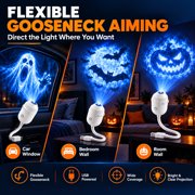 Halloween Hologlass Projector for Car Window, USB Powered 360° Rotating Horror Light with 12 Interchangeable Slides for Halloween Decorations