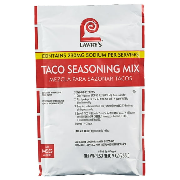 Lawry's Taco Seasoning Mix, 9.0 oz Packet