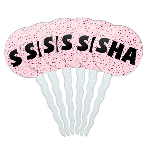 Sha Cupcake Picks Toppers - Set of 6 - Pink Speckles