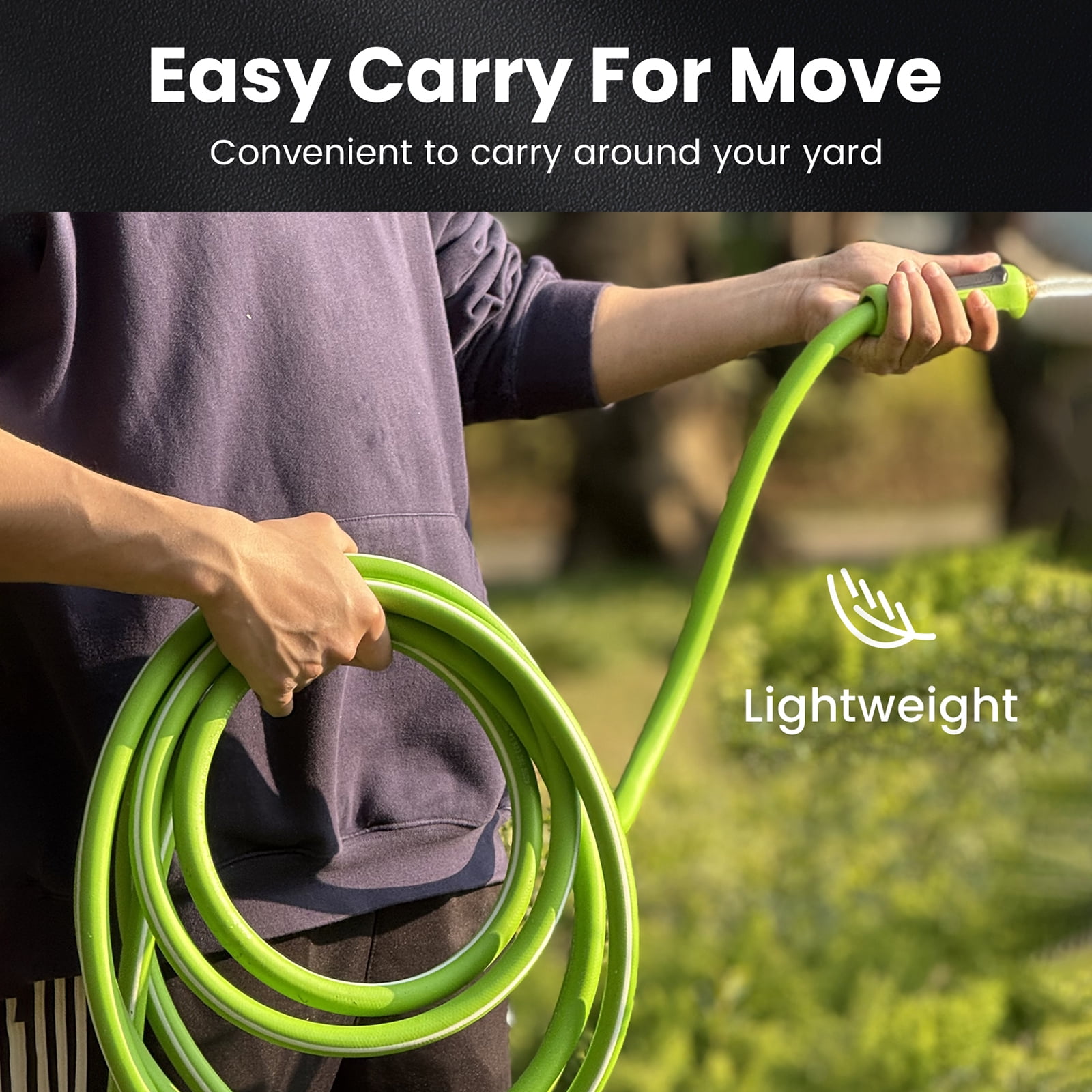 RainPoint Garden Hose 25FT - Made of hybrid rubber, Duty Garden Hose , with brass fittings, 5/8" diameter, and male-to-female connections