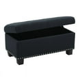 thumbnail image 5 of Trent Home Transitional 36" Rectangle Fine Linen Tufted Storage Ottoman in Blue, 5 of 9