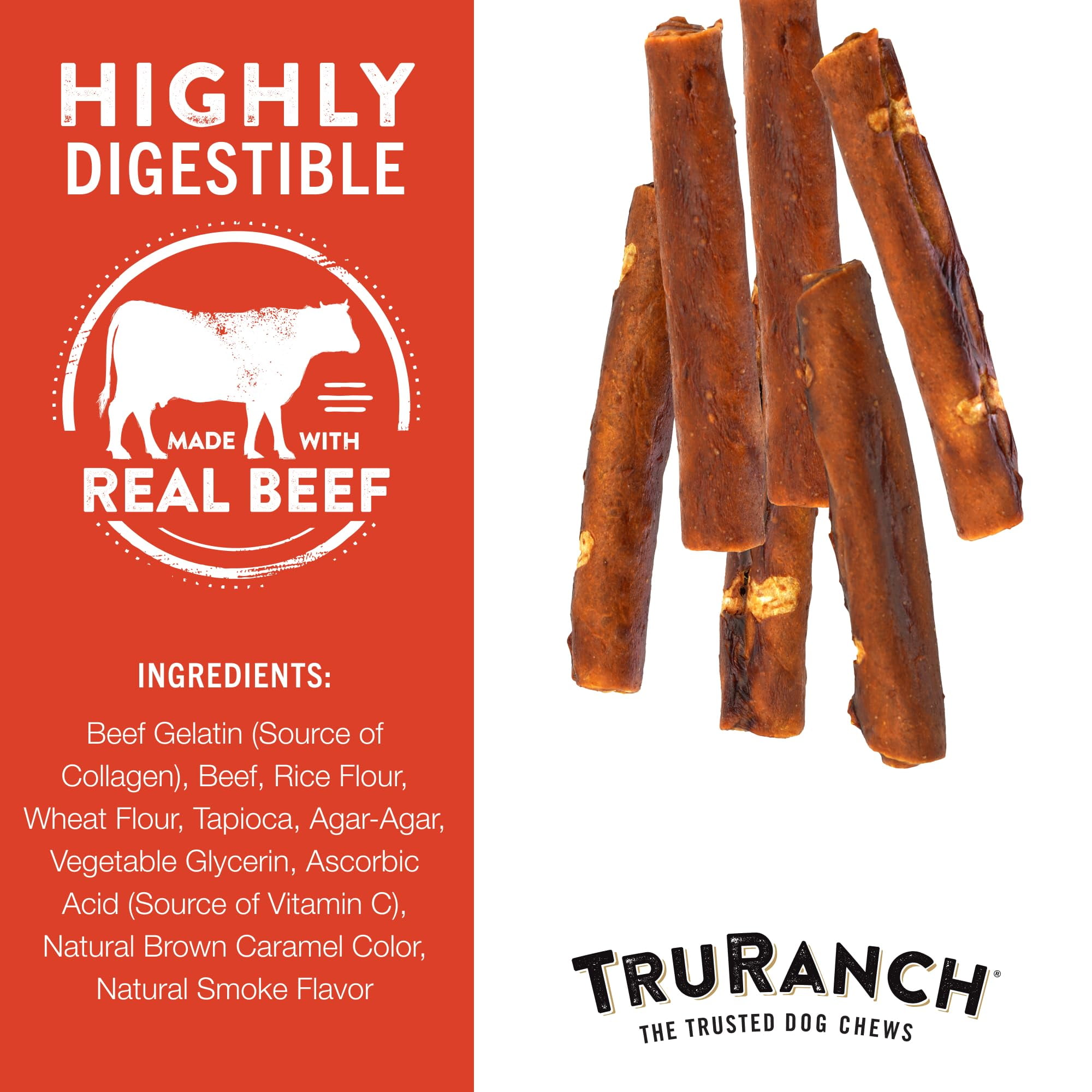 (5 pack) TRURANCH Collagen Rolls - 6" Collagen Rolls for Dogs - Long Lasting Healthy Joint Support Dog Treat - Rawhide Alternative - Skin & Coat Health - Made with Real Beef, 1 Bag, 4 Count