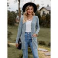 thumbnail image 7 of Chiclily Women's Fall Cardigan Lightweight Soft Knit Cardigan Blue XL Long Sleeve Open Front Coat with Pockets, 7 of 7