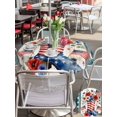 thumbnail image 5 of Outdoor Tablecloth with Umbrella Hole for Patio/Picnic/Party/Camping, Independence Day Waterproof Table Cloth Round Cover Washable, American Flag Boots Red Flowers Retro Wooden (Dia 54"), 5 of 9