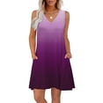 thumbnail image 2 of Vestido Corto para Mujeres Verano sin Mangas Cuello en V, Impresión de Moda con Bolsillos, Poliéster de Algodón Casual, 2 of 8
