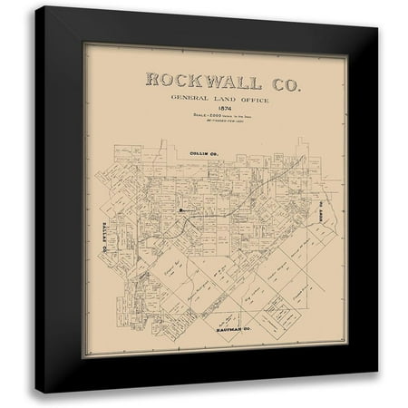 Unknown 12x14 Black Modern Framed Museum Art Print Titled - Rockwall County Texas -1874