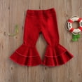 thumbnail image 3 of Kids Girls Flared Jeans, Solid Color High Waist Pants Ripped Trousers Close-Fitting Pants for Girls, Red/Orange, 3 of 9