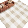 thumbnail image 2 of Beige Plaid Area Rug 5x8 FT, Non Slip Bedroom Throw Carpet, Spring Summer Farmhouse Buffalo Checkered Washable Soft Floor Carpet Non-Shedding Rug for Living Room Nursery Dorm Office, 2 of 9