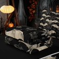 thumbnail image 5 of Homewish Halloween Bat Zipper Full Size Comforter Sets with Fitted Sheet and 2 Pillowcases, Vintage Damask Zipper Bedding Set, Black Cream Gray, Black Reversible, 5 of 7