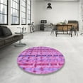 thumbnail image 4 of Ahgly Company Machine Washable Indoor Round Transitional Violet Purple Area Rugs, 6' Round, 4 of 7