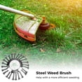 thumbnail image 2 of Weed Brush, 8-Inch Steel Wire Brush Wheel Trimmer Cutter Head, Rotary Weed Brush Replacement Trimmer Head with Universal Adapter Kit, Fit Straight Shaft Trimmers, 2 of 5