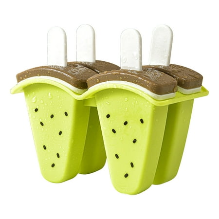 

syligr Watermelon Ice Popsicle Molds 4 pieces Reusable Ice Pop Maker Popsicles Holder for Freezer Homemade Ice Cream Pops Mold Make Popsicles with Yogurt Juice or Smoothies