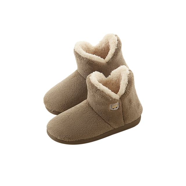 Zapatillas peludas para hombre y mujer, botas cálidas con forro de felpa, zapatos de casa para interior y exterio