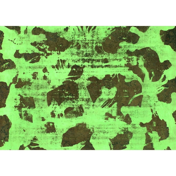 Ahgly Company Indoor Rectangle Abstract Green Modern Area Rugs, 5' x 7'