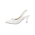 thumbnail image 2 of Women's Low Heel Closed Toe Slingback Pumps Bowknot Comfortable Dress Shoes-White-9, 2 of 3