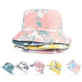 thumbnail image 2 of Tie Dye Bucket Hat Reversible Algodón Multicolor Fisherman Cap Packable Sun Hat (Rosa Verde) oso de fresa Electrónica, 2 of 5