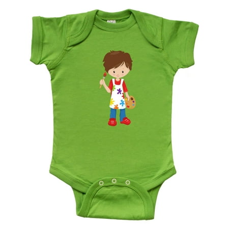 

Inktastic Cute Boy Brown Hair Painter Paint Artist Gift Baby Boy Bodysuit