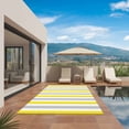 thumbnail image 3 of Yellow Stripe Outdoor Rug for Patio/Deck/Porch, Non-Slip Large Area Rug 5 x 7 Ft, Geometric Grey White Vertical Striped Indoor Outdoor Rugs Washable Area Rugs, Reversible Camping Rug Carpet Runner, 3 of 8