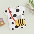 thumbnail image 4 of Gibobby Blusas Elegantes Para Niñas Novedad de verano, camiseta de punto con estampado de lunares y dibujos animados para niños, camiseta de fondo （Blanco， 5-6 Años), 4 of 5