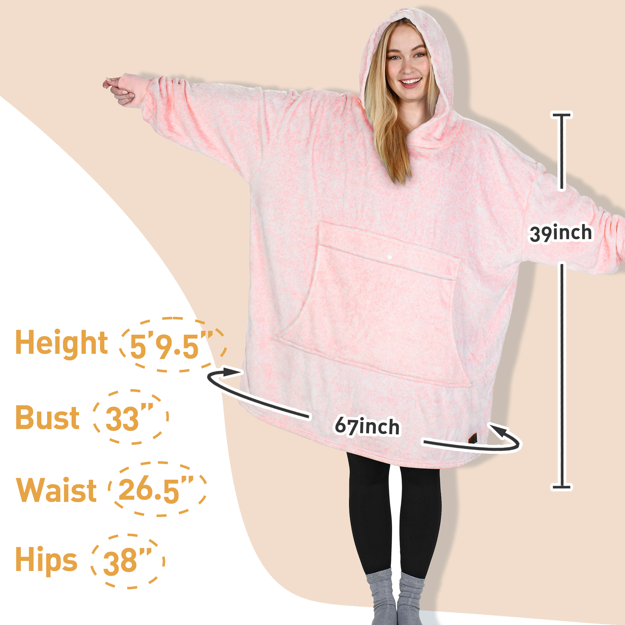Catalonia Women's Hoodie Sweatshirt, Casual Long Sleeves Pullover Sweater with front Pocket, Blanket Hoodie Sweatshirt, Pinkash