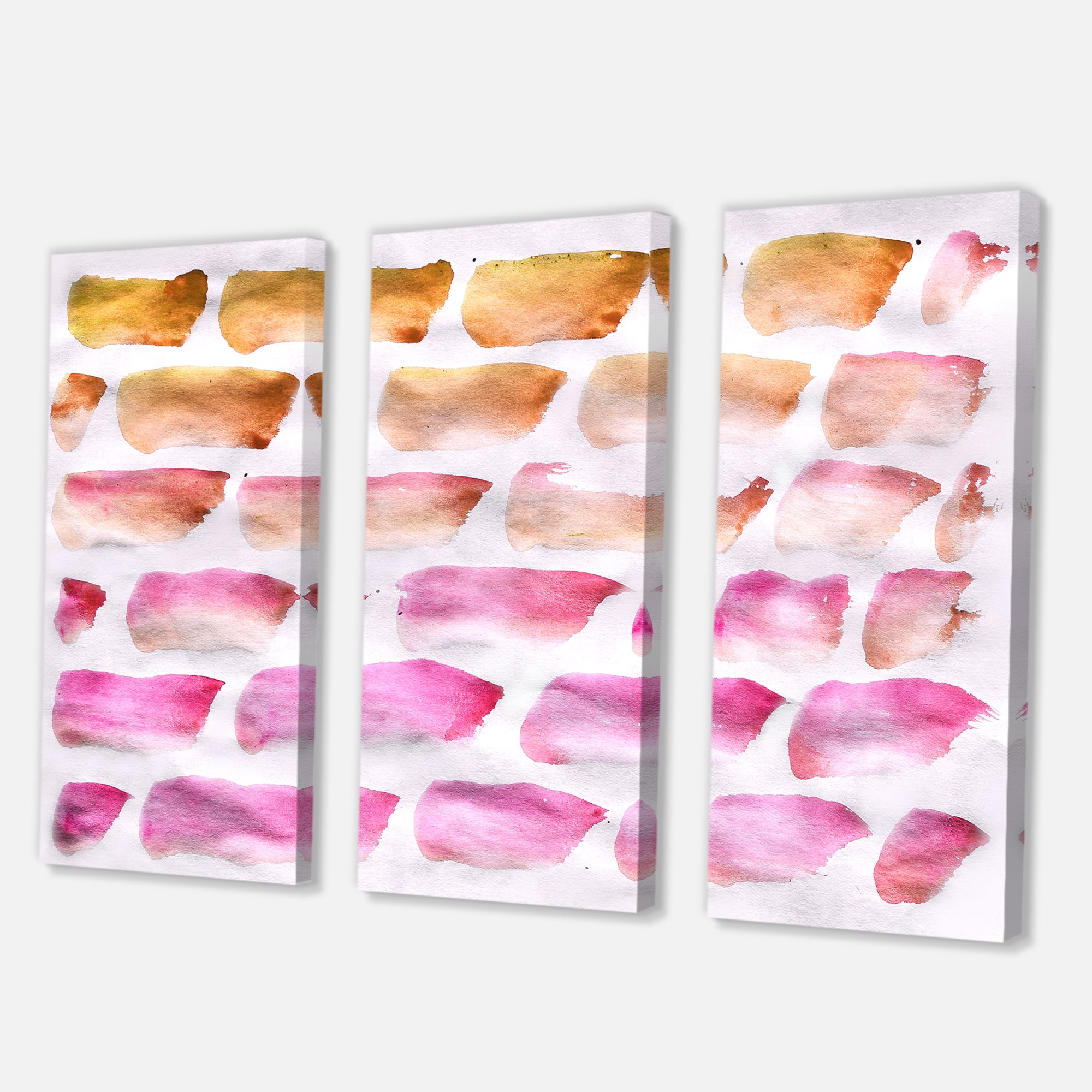 Designart ' Dark Yellow and Pink Abstracts Brushes ' Modern Canvas Wall Art Print