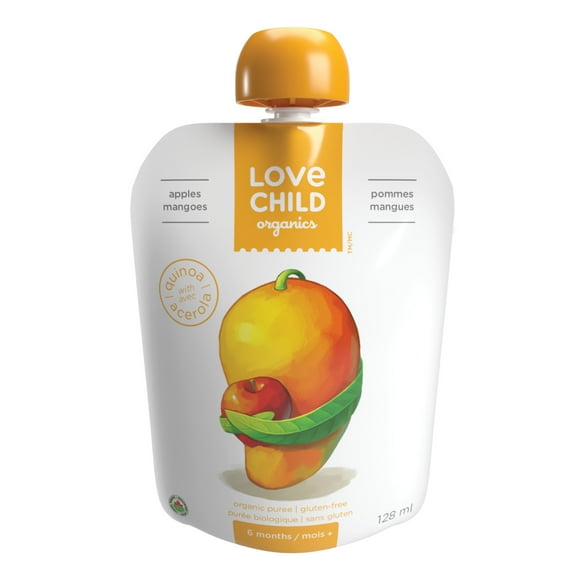 Love Child Organics Superblends Apple + Mangoes Puree 128ml Pouch, LoveChildOrganc AppleMangoPure