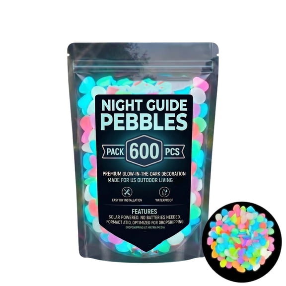600 Pack Glow in The Dark Garden Stones,Luminous Pebbles,Outdoor Landscape Decoration,Light Up Rocks for Pathway