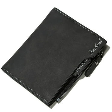 Egoelife Wallet for men RFID Blocking PU Leather Slim Bifold Wallet with 2 ID Window Zipper Pocket Credit Card Holder