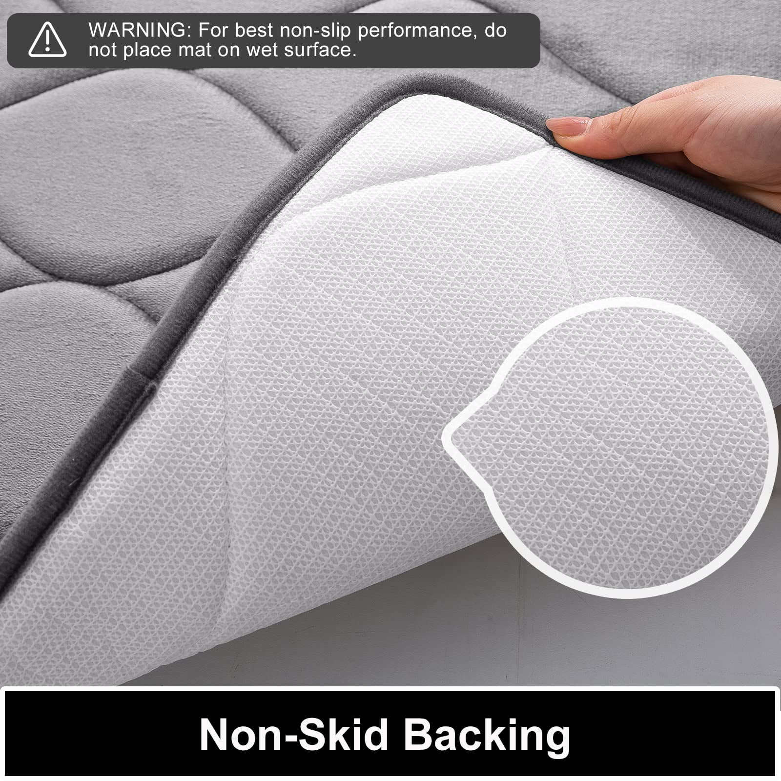Smiry Memory Foam Bathroom Rugs, Ultra Soft & Non-Slip Bath Runner Mat, 24"x47", Dark Grey
