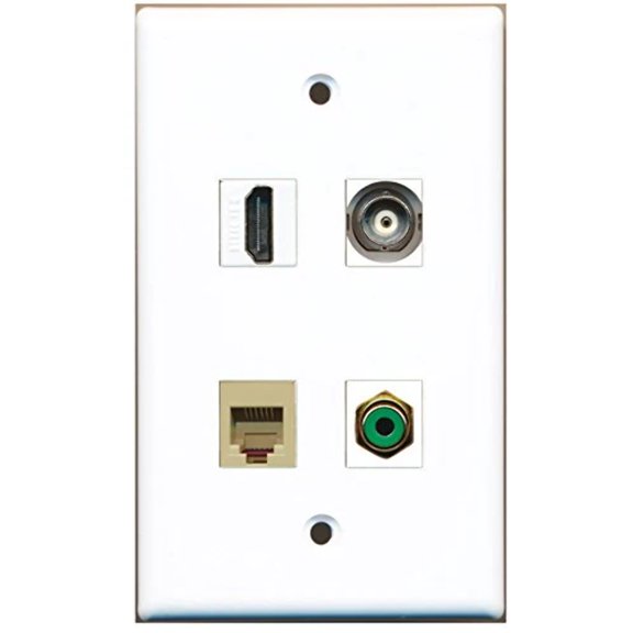 RiteAV - 1 Port HDMI 1 Port RCA Green 1 Port Phone RJ11 RJ12 Beige 1 Port BNC Wall Plate